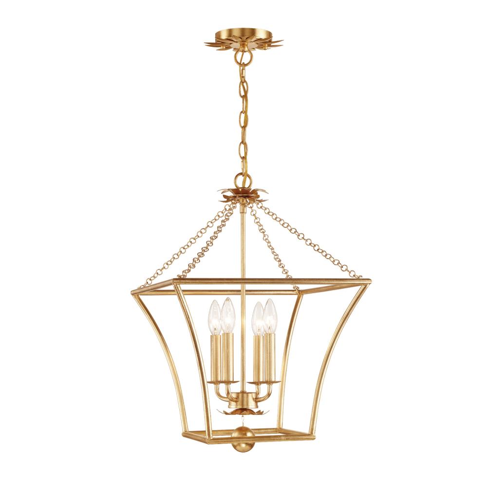 Broche 4 Light Antique Gold Mini Chandelier