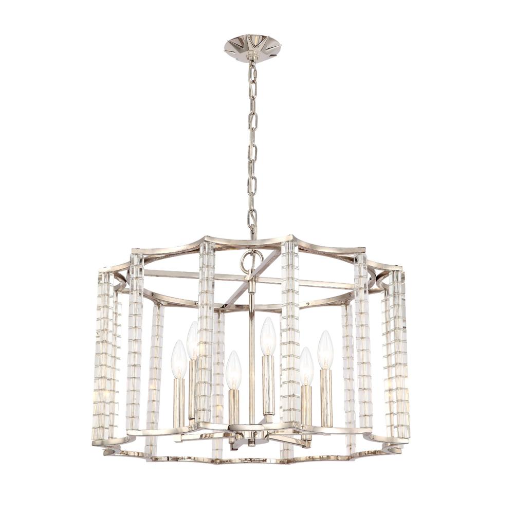 Carson 6 Light Polished Nickel Lantern Chandelier