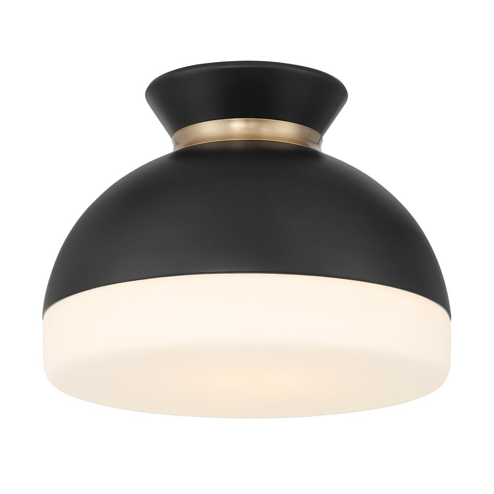 Brian Patrick Flynn Gidget 1 Light Matte Black + Vibrant Gold Flush Mount