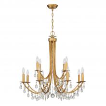 Crystorama 8829-GA-CL-S - Bridgehampton 12 Light Swarovski Strass Crystal Antique Gold Chandelier