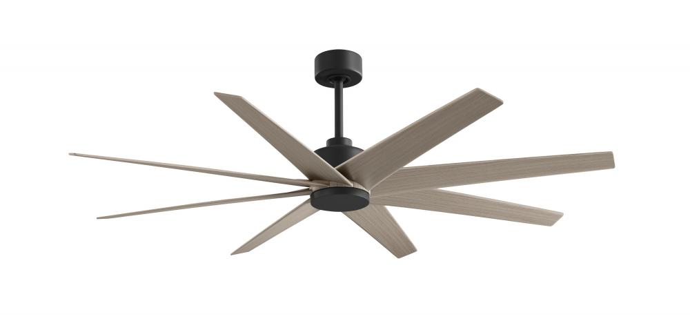 Ariella 8-blade ceiling fan in Matte Black with Gray Ash Tone blades