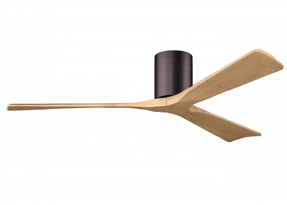 Irene-3H - Three Blade Flush Mount Paddle Fan - 60" - Brushed Bronze Finish
