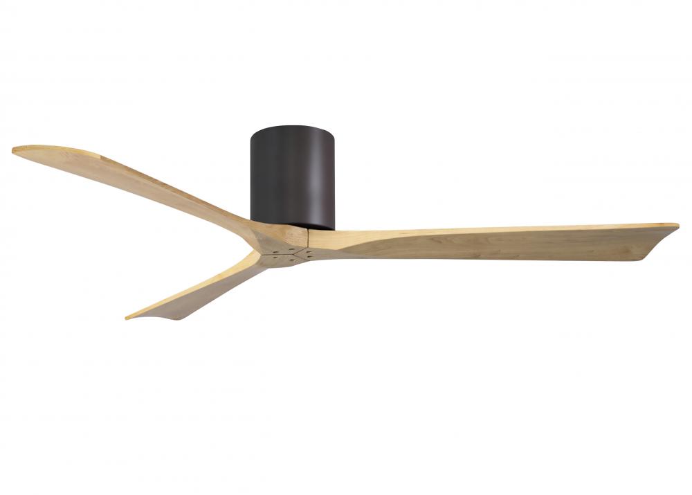 Irene-3H three-blade flush mount paddle fan in Textured Bronze finish with 60” Light Maple tone