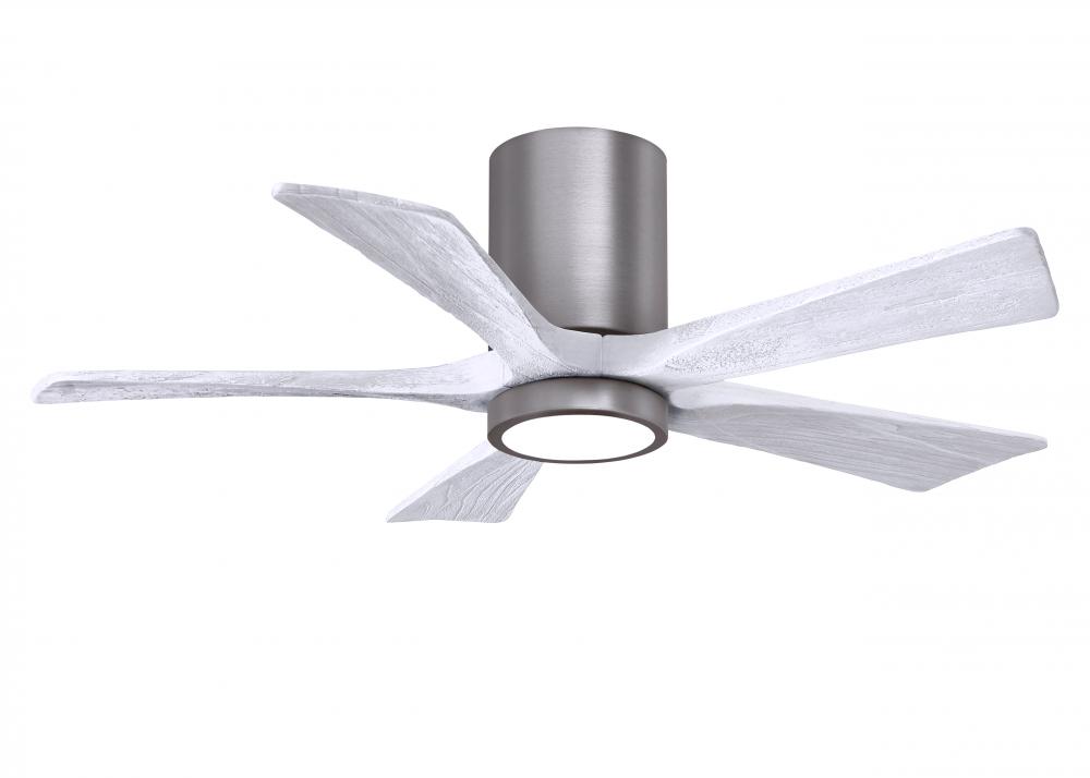 IR5HLK five-blade flush mount paddle fan in Brushed Pewter finish with 42” Matte White blades an