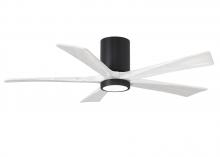 Matthews Fan Company IR5HLK-BK-MWH-52 - IR5HLK five-blade flush mount paddle fan in Matte Black finish with 52” solid matte white wood b