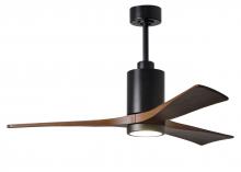 Matthews Fan Company PA3-BK-WA-52 - Patricia-3 three-blade ceiling fan in Matte Black finish with 52” solid walnut tone blades and d