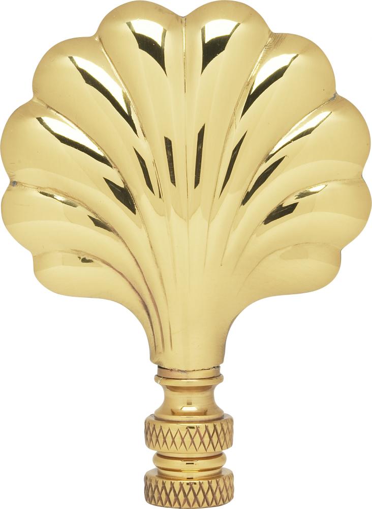 Fan Brass Finial; 3" Height; 1/4-27; Polished Brass Finish