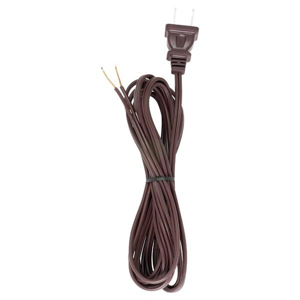 10 Foot 18/2 SPT-1 105C Cord Set; Brown Finish; 48" Hank; 150 Carton; Molded Polarized Plug;