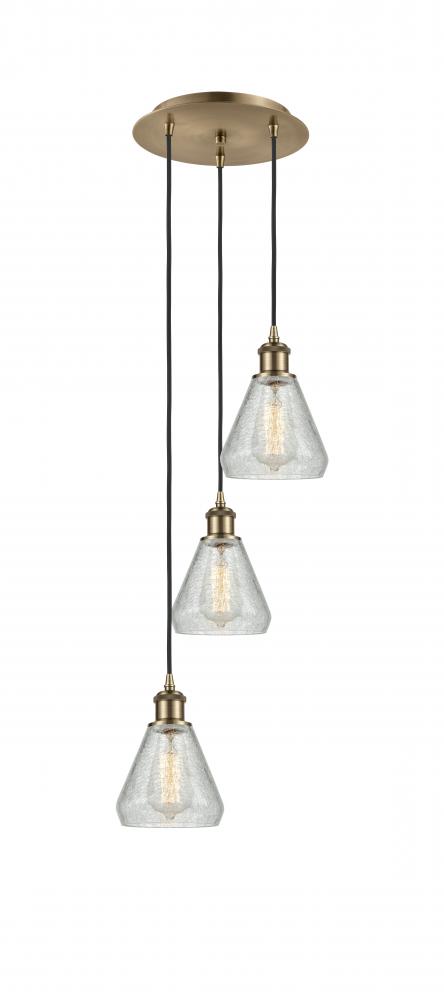 Conesus - 3 Light - 13 inch - Antique Brass - Cord Hung - Multi Pendant