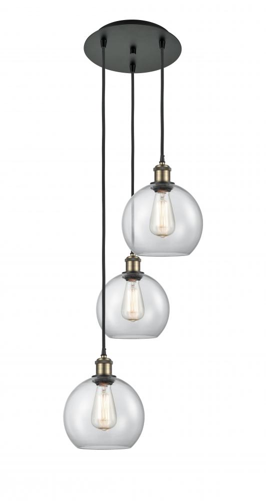 Athens - 3 Light - 15 inch - Black Antique Brass - Cord Hung - Multi Pendant