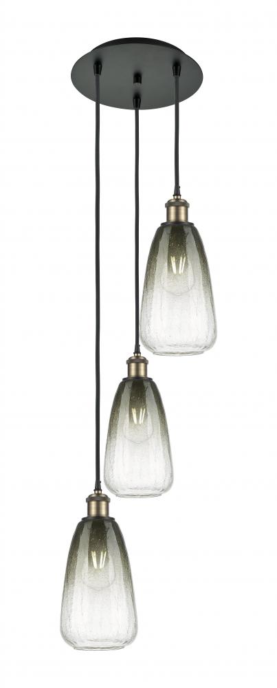 Brookhaven Almond - 3 Light - 13 inch - Black Antique Brass - Cord Hung - Multi Pendant