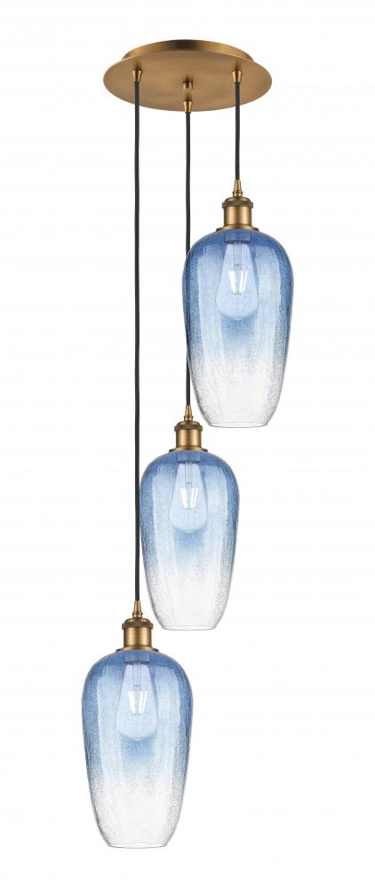 Brookhaven Flute - 3 Light - 14 inch - Brushed Brass - Cord Hung - Multi Pendant