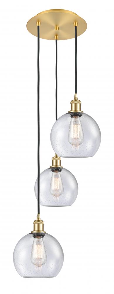 Athens - 3 Light - 15 inch - Satin Gold - Cord Hung - Multi Pendant