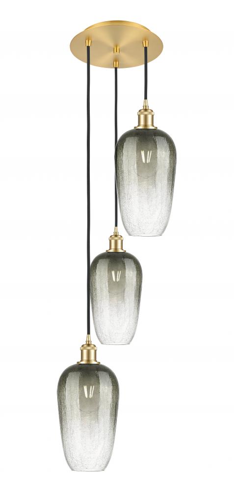 Brookhaven Flute - 3 Light - 14 inch - Satin Gold - Cord Hung - Multi Pendant