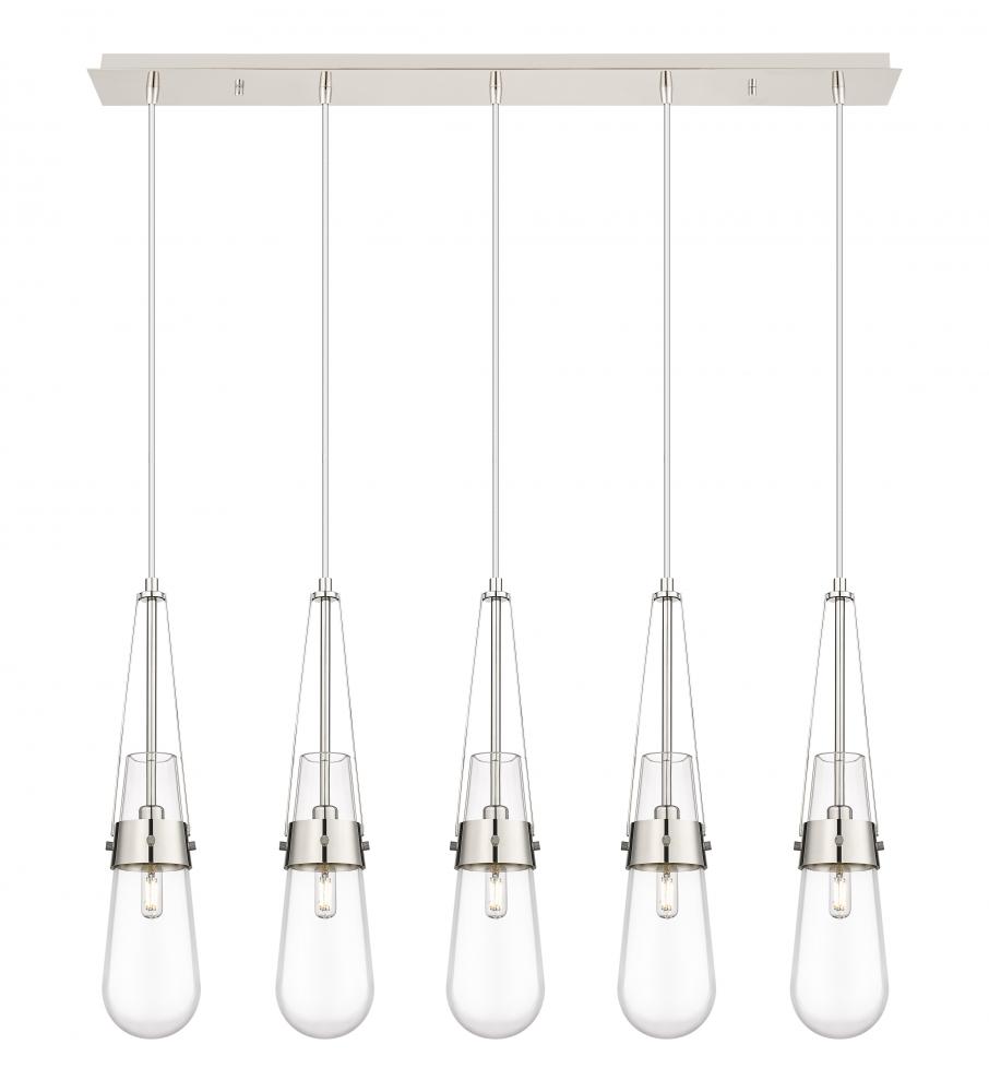 Milan - 5 Light - 36 inch - Polished Nickel - Linear Pendant