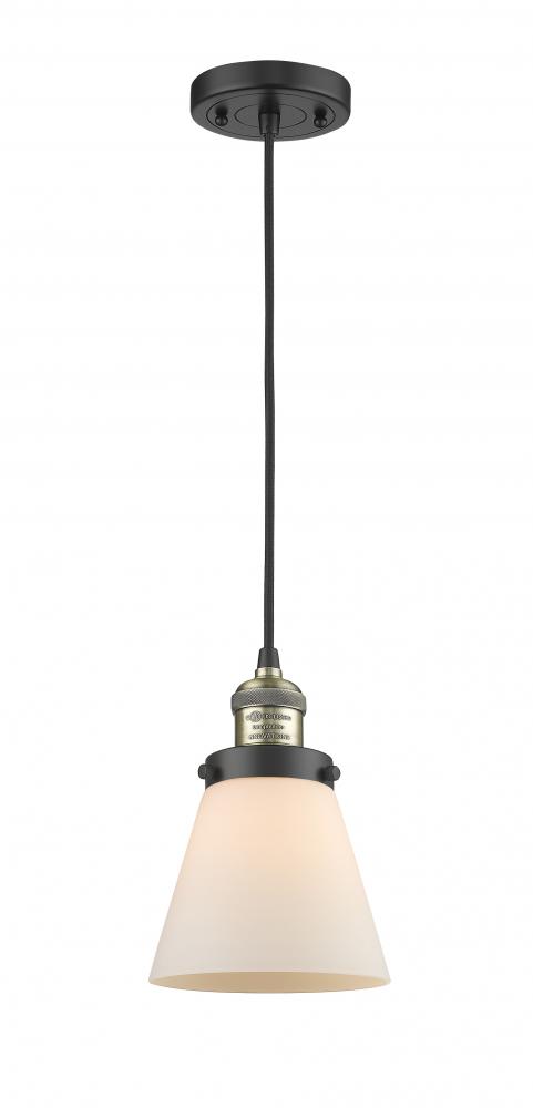 Cone - 1 Light - 6 inch - Black Antique Brass - Cord hung - Mini Pendant