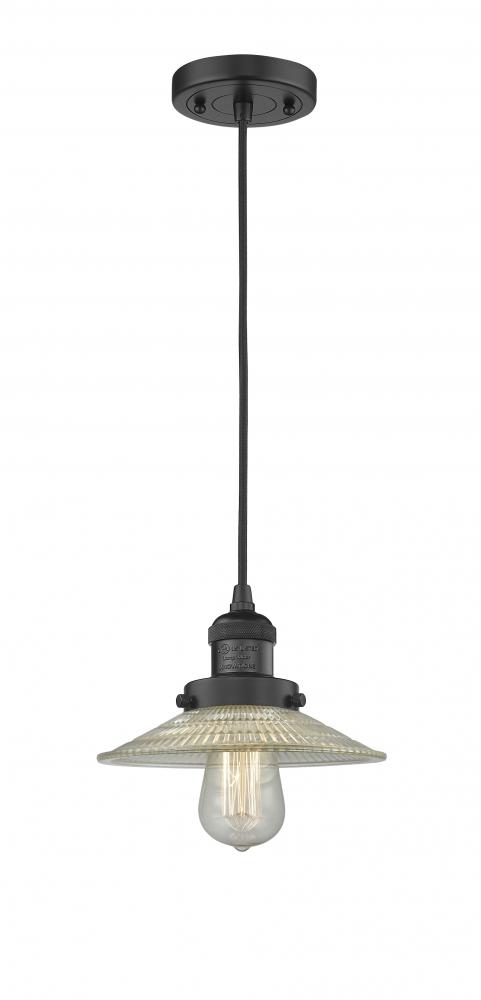 Halophane - 1 Light - 9 inch - Matte Black - Cord hung - Mini Pendant