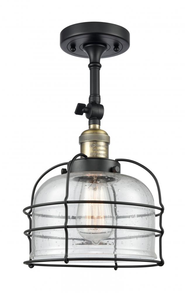 Bell Cage - 1 Light - 9 inch - Black Antique Brass - Semi-Flush Mount