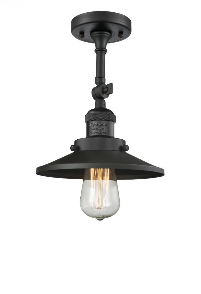 Railroad - 1 Light - 8 inch - Matte Black - Semi-Flush Mount