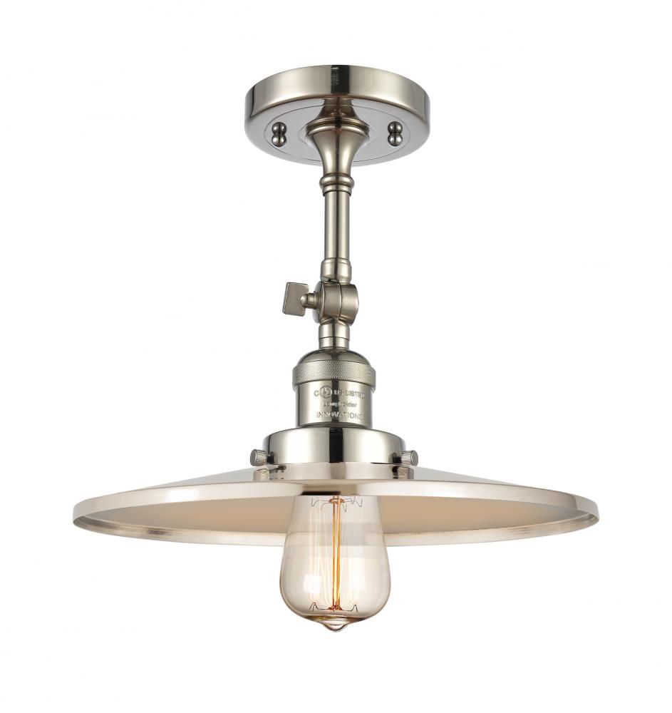 Railroad - 1 Light - 12 inch - Polished Nickel - Semi-Flush Mount