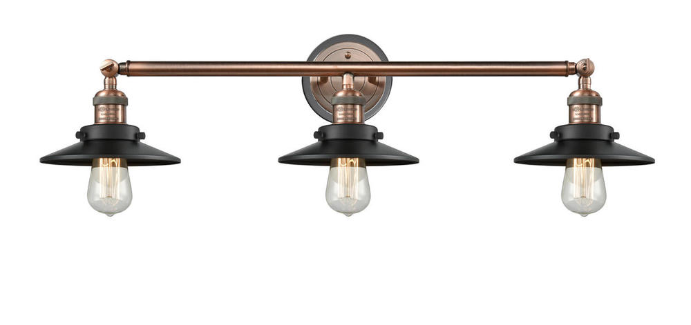 Railroad - 3 Light - 32 inch - Antique Copper - Bath Vanity Light