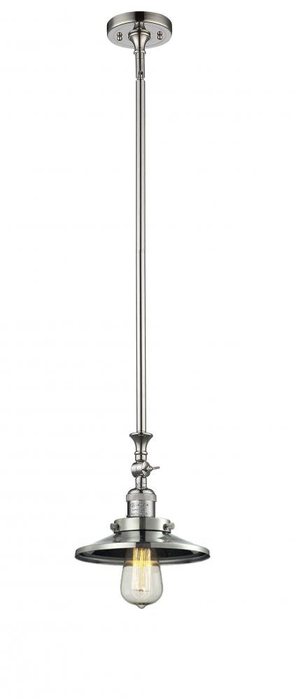 Railroad - 1 Light - 8 inch - Polished Nickel - Stem Hung - Mini Pendant