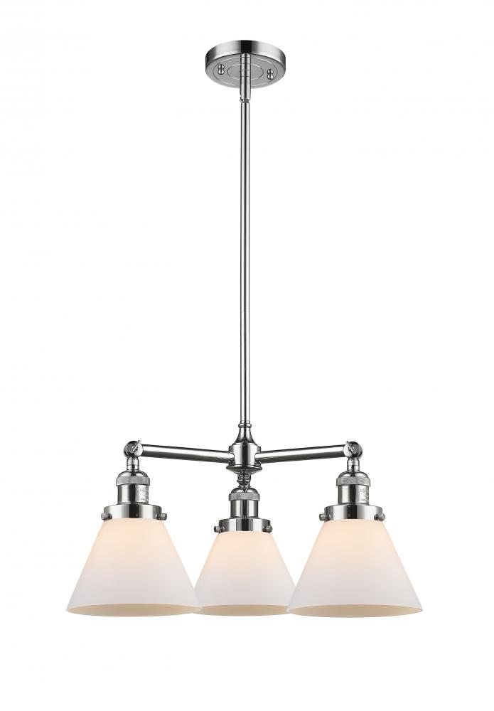 Cone - 3 Light - 22 inch - Polished Chrome - Stem Hung - Chandelier