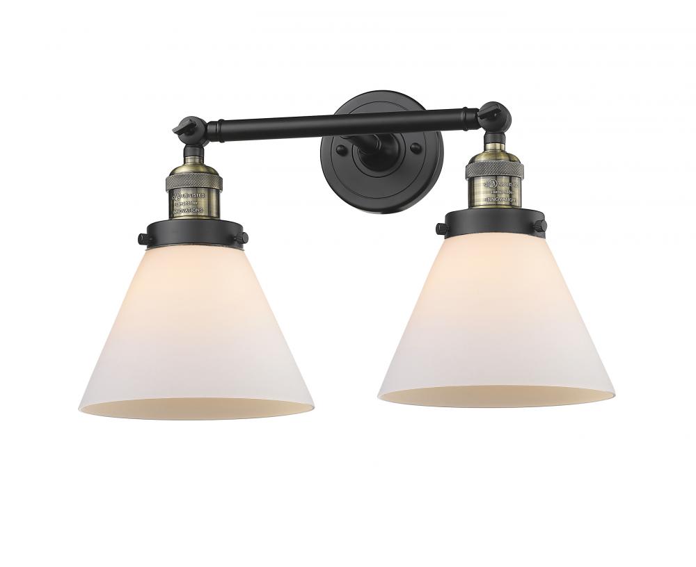 Cone - 2 Light - 18 inch - Black Antique Brass - Bath Vanity Light