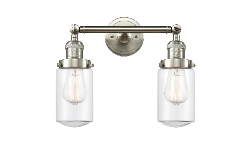 Dover - 2 Light - 14 inch - Brushed Satin Nickel - Adjustable Bath Vanity Light