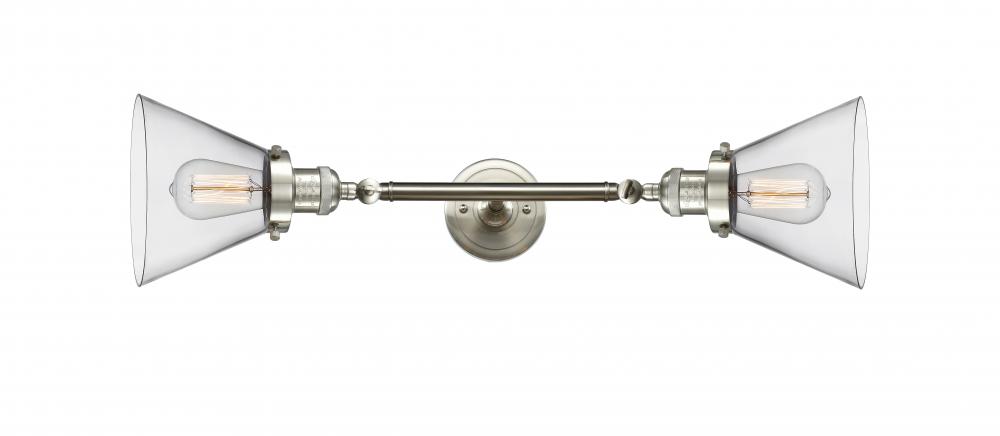 Cone - 2 Light - 8 inch - Brushed Satin Nickel - Bath Vanity Light