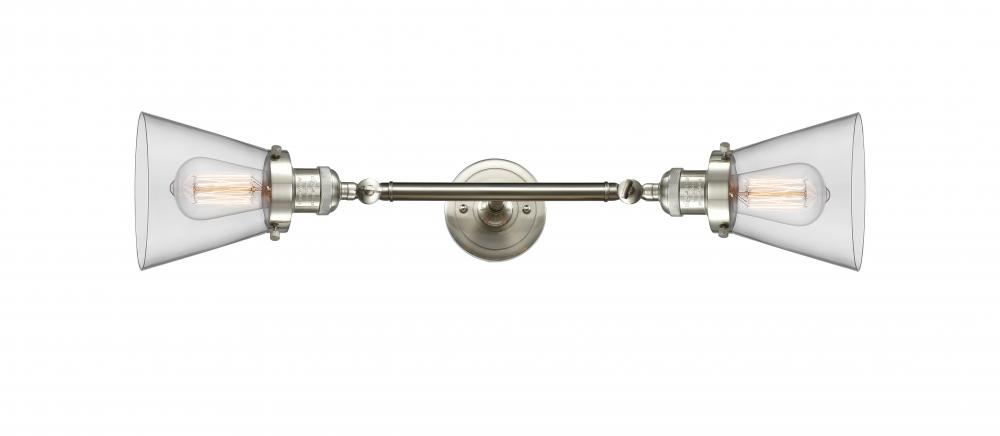 Cone - 2 Light - 6 inch - Brushed Satin Nickel - Bath Vanity Light