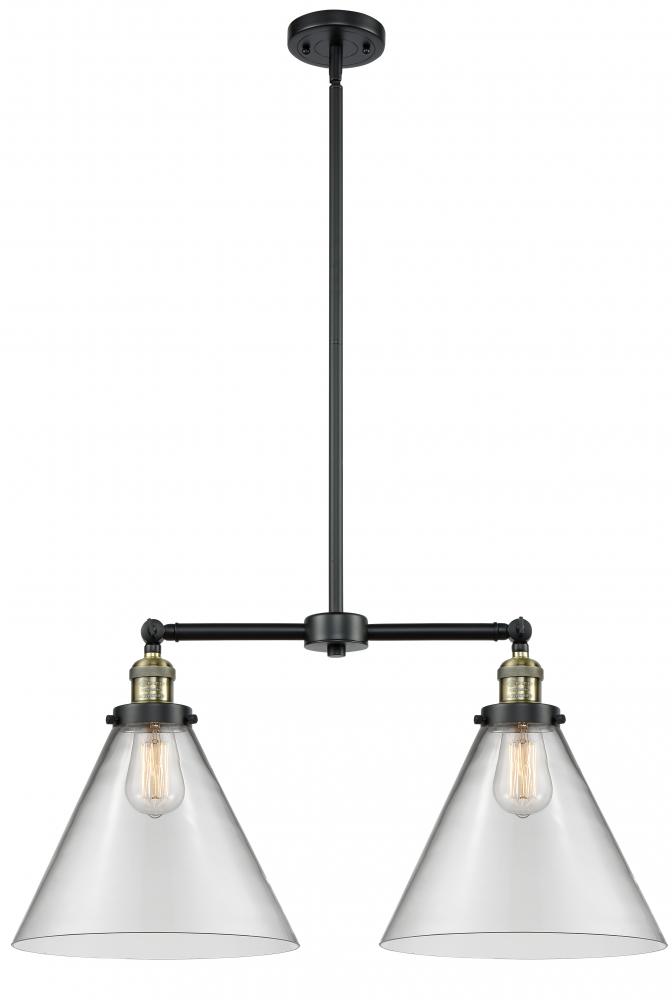 Cone - 2 Light - 21 inch - Black Antique Brass - Stem Hung - Island Light