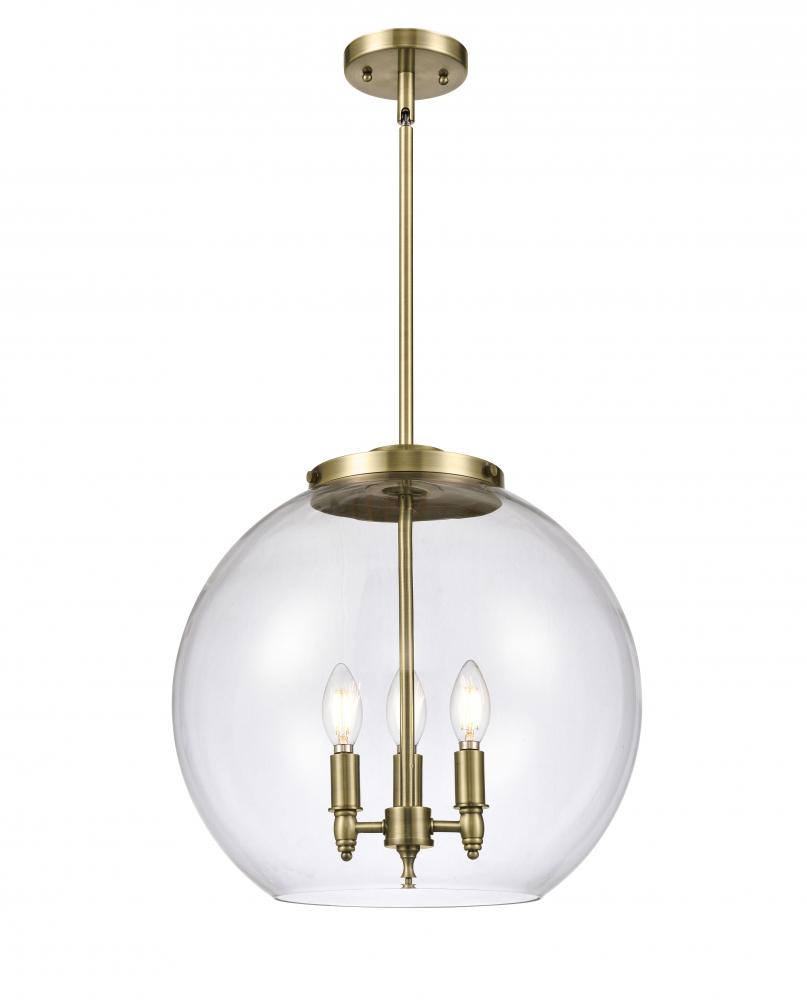 Athens - 3 Light - 16 inch - Antique Brass - Cord hung - Pendant