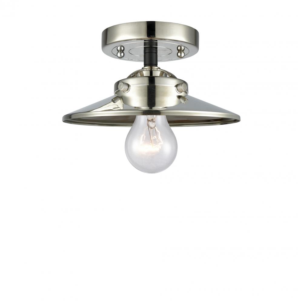 Railroad - 1 Light - 8 inch - Black Polished Nickel - Semi-Flush Mount