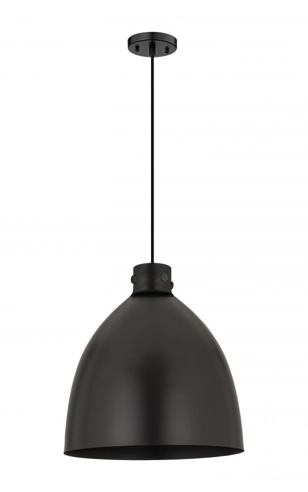 Newton Bell - 1 Light - 18 inch - Matte Black - Cord hung - Pendant