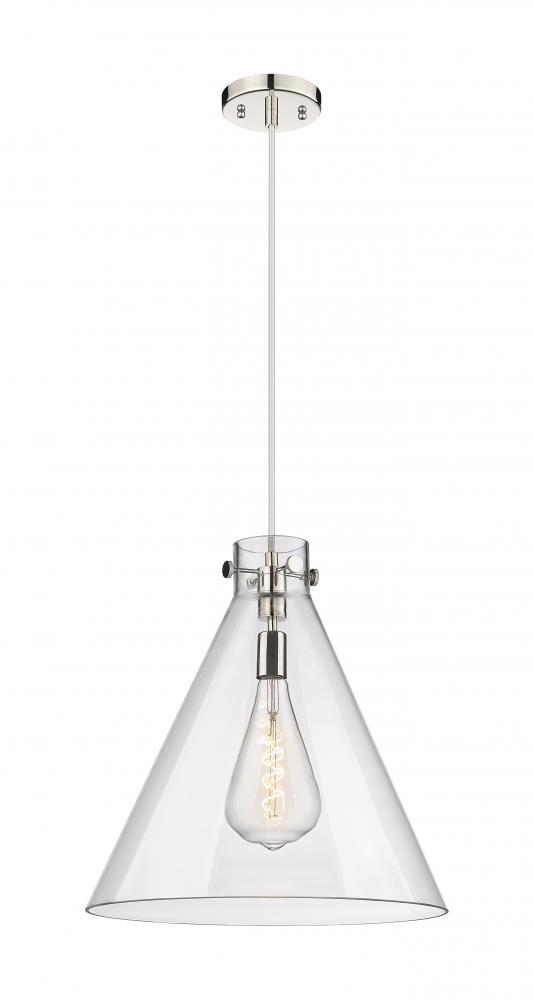 Newton Cone - 1 Light - 18 inch - Polished Nickel - Cord hung - Pendant