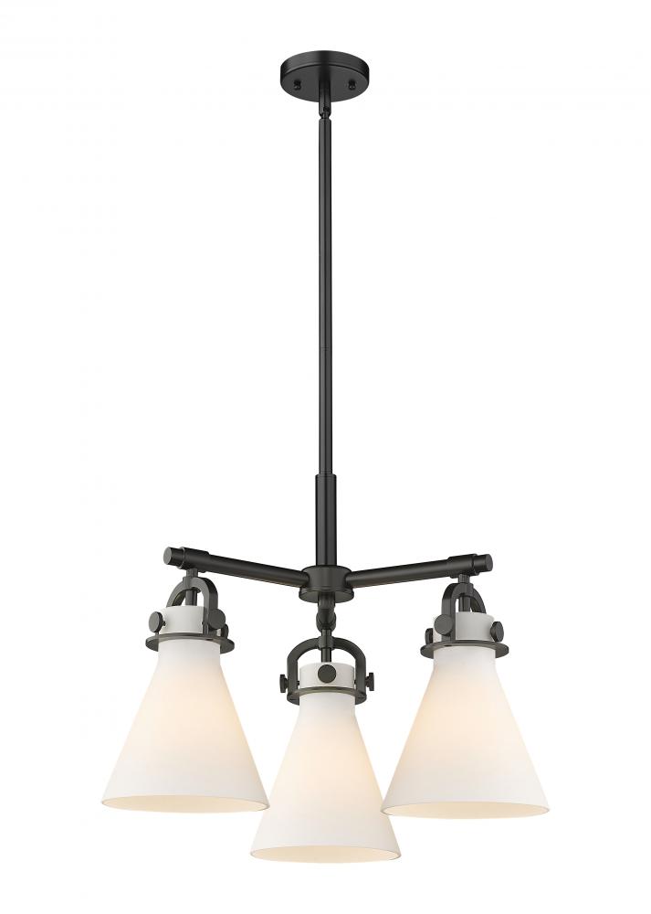 Newton Cone - 3 Light - 21 inch - Matte Black - Pendant