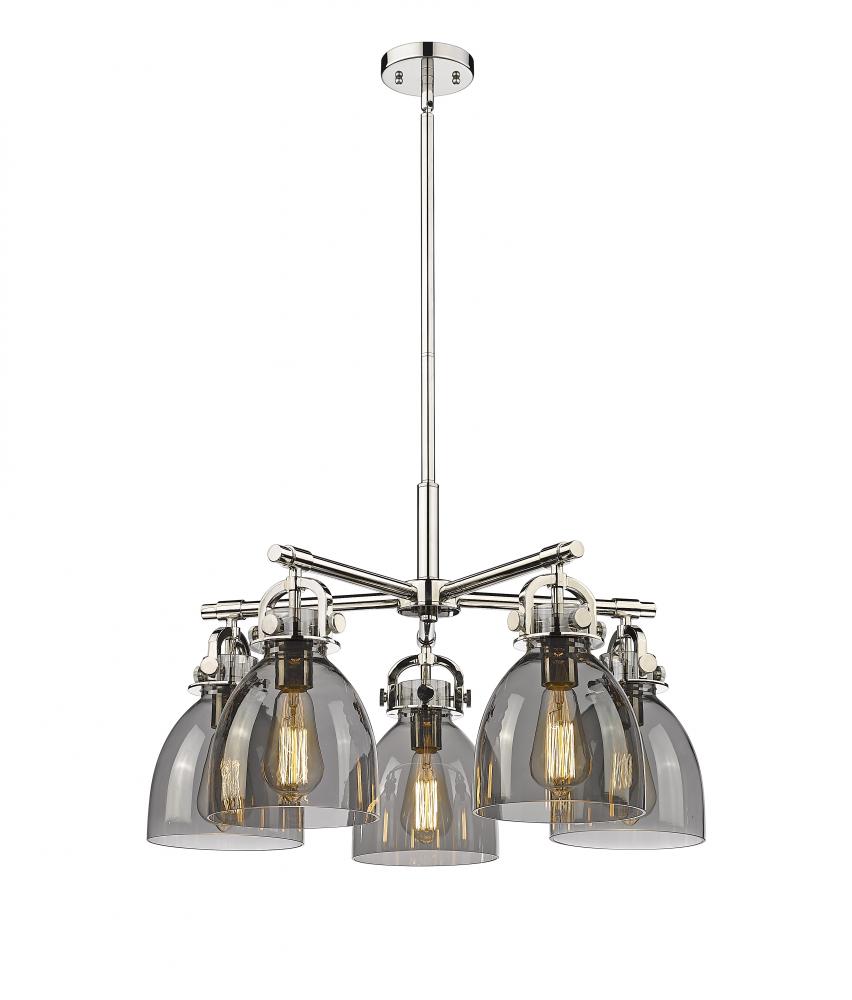 Newton Bell - 5 Light - 26 inch - Polished Nickel - Chandelier