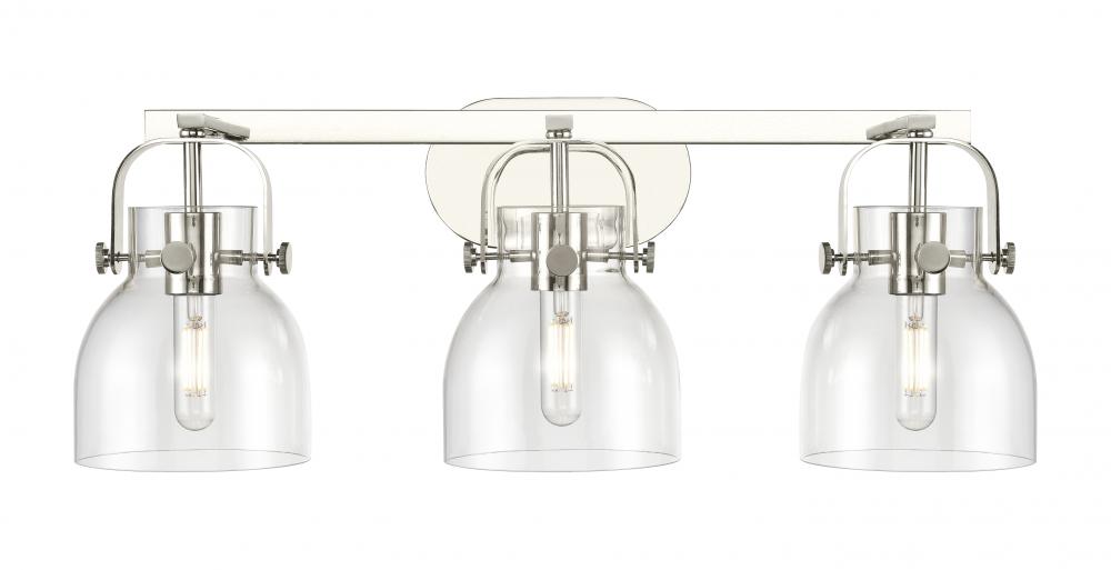 Pilaster II Bell - 3 Light - 27 inch - Polished Nickel - Bath Vanity Light