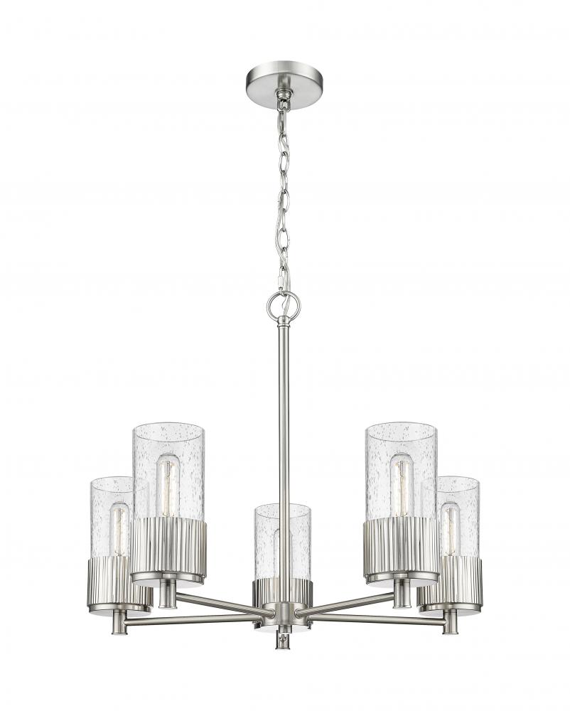 Bolivar - 5 Light - 25 inch - Satin Nickel - Chain Hung - Chandelier