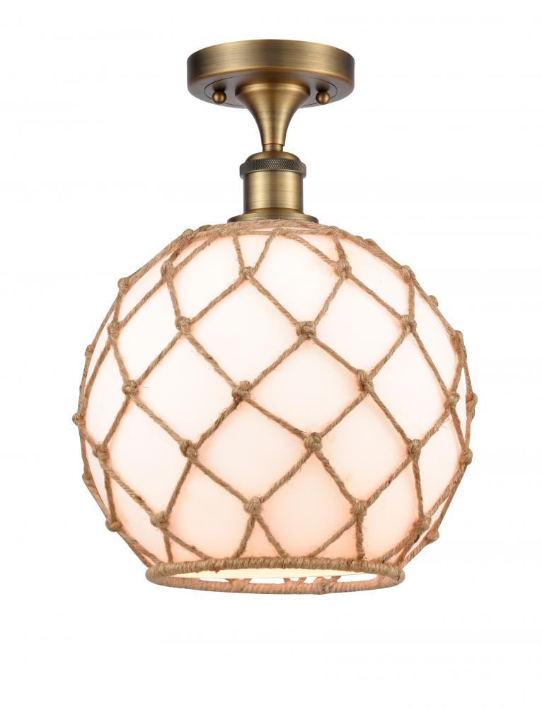 Farmhouse Rope - 1 Light - 10 inch - Brushed Brass - Semi-Flush Mount