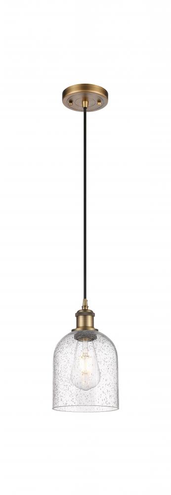 Bella - 1 Light - 6 inch - Brushed Brass - Cord hung - Mini Pendant