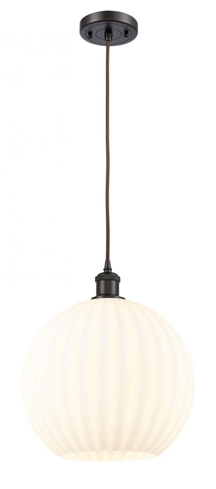 White Venetian - 1 Light - 12 inch - Oil Rubbed Bronze - Cord Hung - Mini Pendant