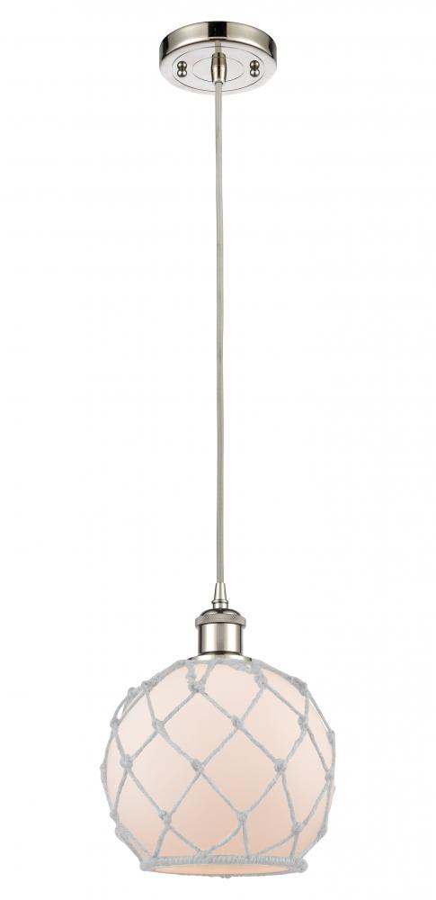 Farmhouse Rope - 1 Light - 8 inch - Polished Nickel - Cord hung - Mini Pendant