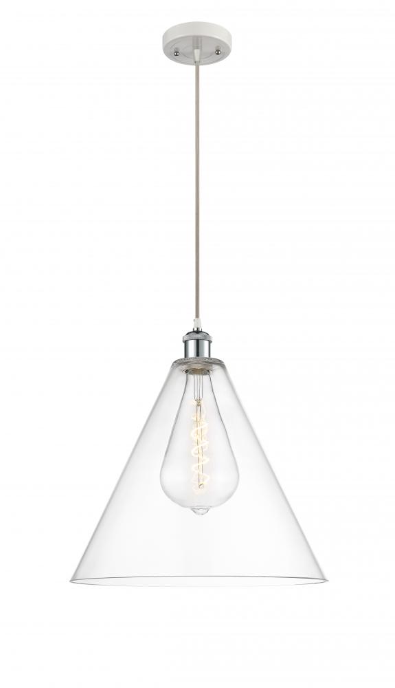 Berkshire - 1 Light - 16 inch - White Polished Chrome - Cord hung - Pendant