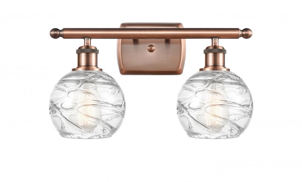 Athens Deco Swirl - 2 Light - 16 inch - Antique Copper - Bath Vanity Light