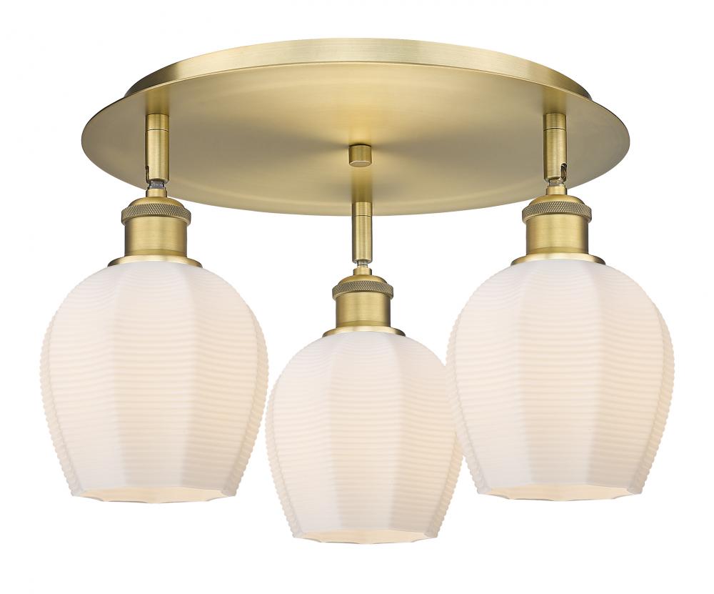 Norfolk - 3 Light - 18 inch - Brushed Brass - Flush Mount