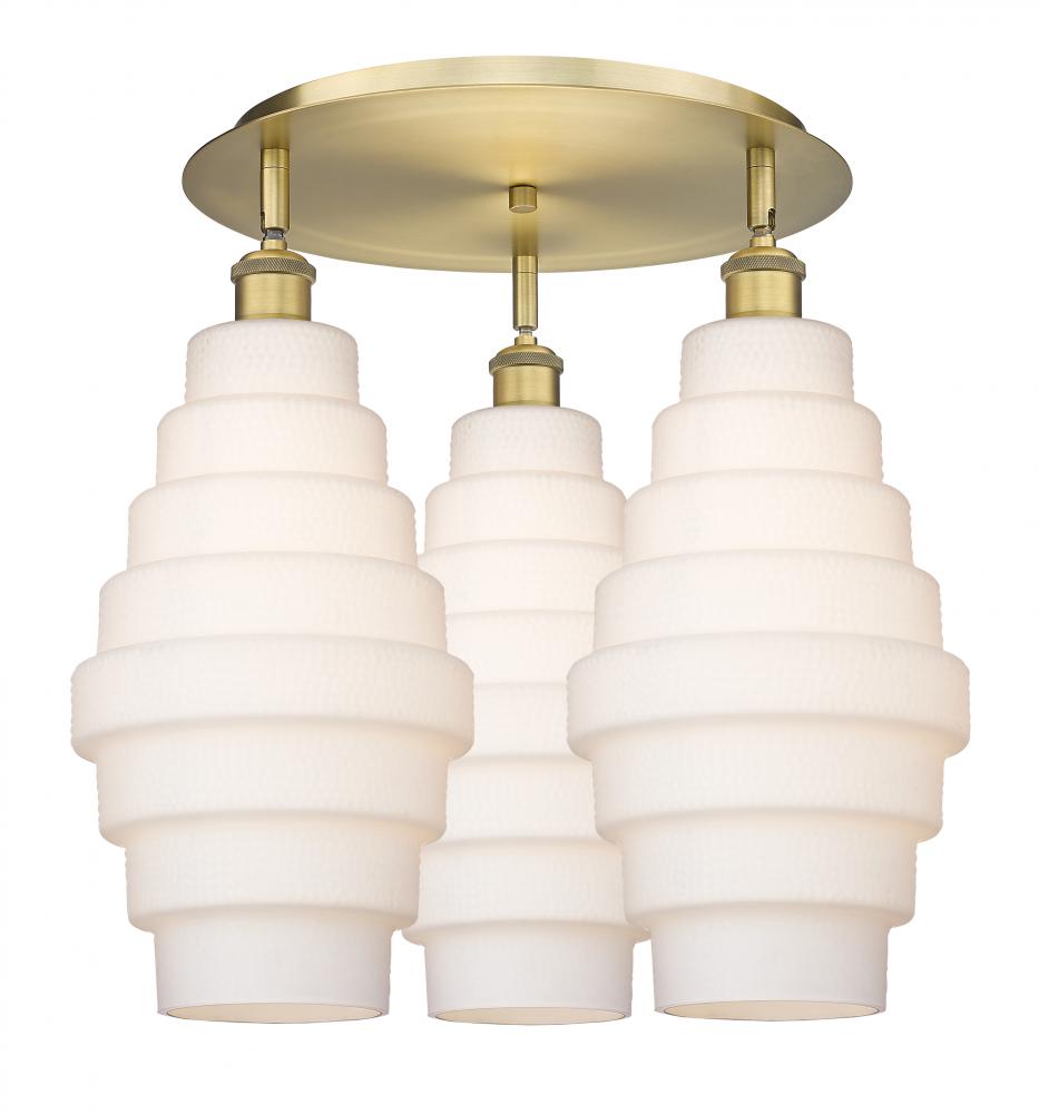 Cascade - 3 Light - 20 inch - Brushed Brass - Flush Mount