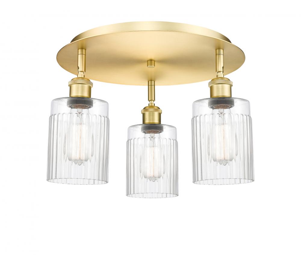 Hadley - 3 Light - 16 inch - Satin Gold - Flush Mount