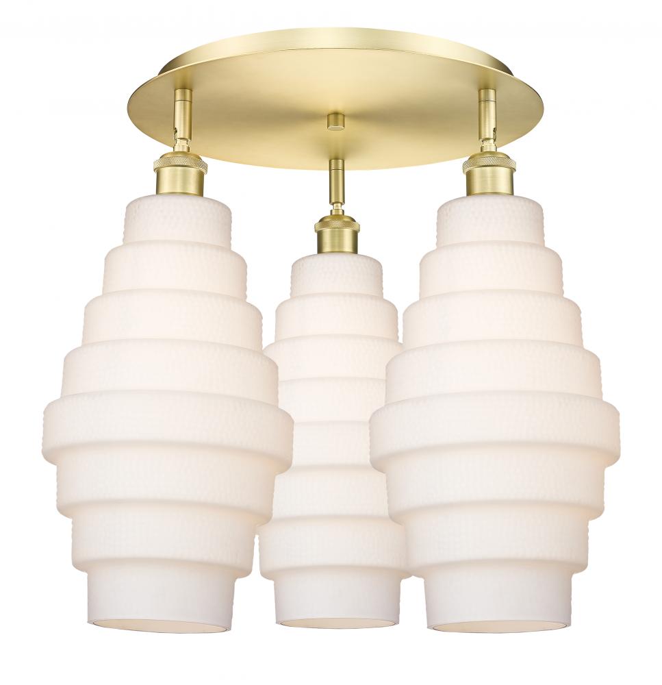 Cascade - 3 Light - 20 inch - Satin Gold - Flush Mount